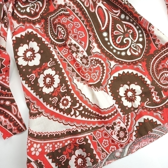 New Talbots Cream Red Brown Patterned Belted Dress Sz 12p - Picture 4 of 16